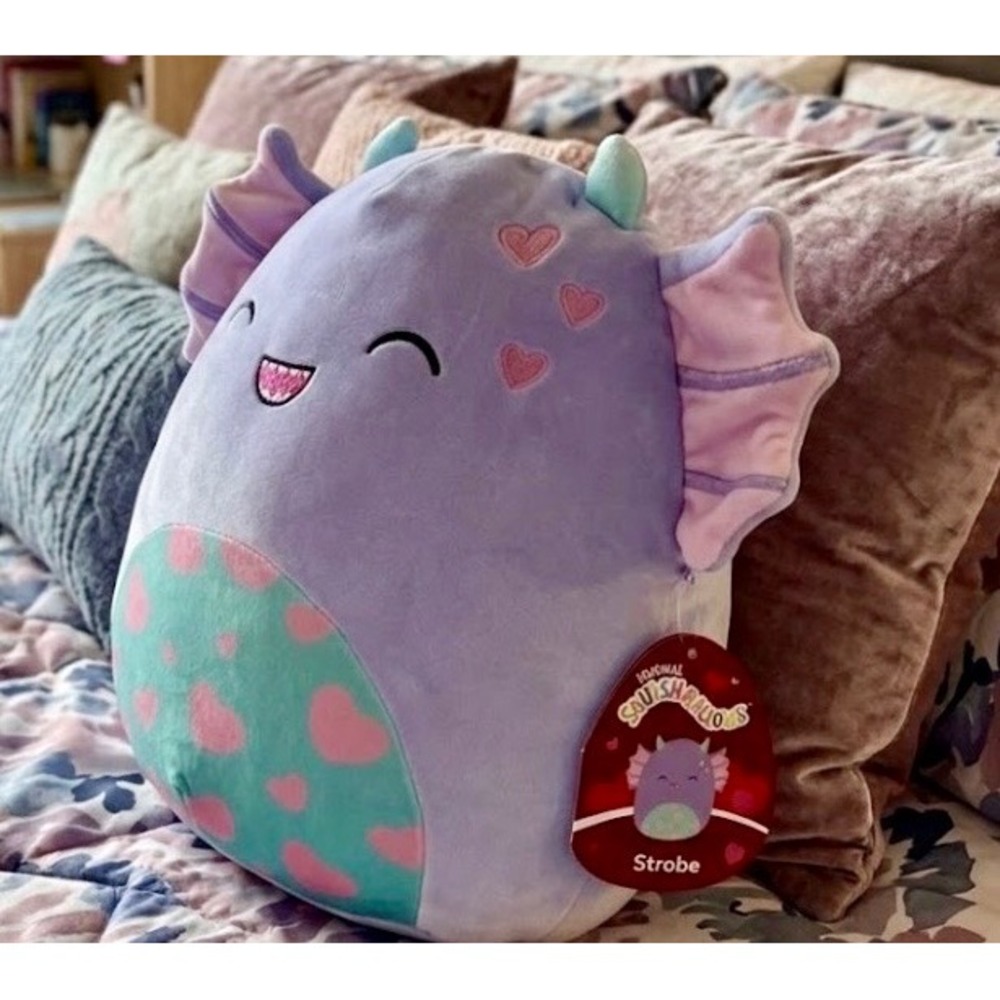 NWT 11" Strobe the Purple Sea Monster Squishmallows Valentine's Plush Dorm 💜💖